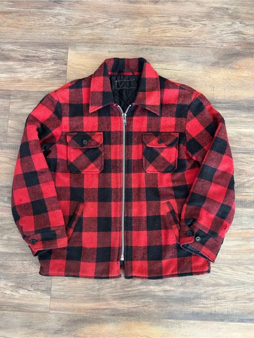 Vintage Buffalo Plaid Wool Blend Cruiser Jacket Large